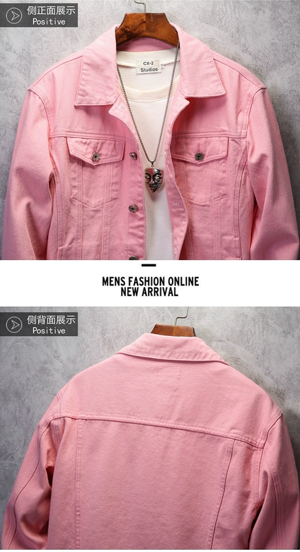 áo kiểu trung niên u50 Xuân Thu Hồng Denim Áo Khoác Nam Hợp Thời Trang Thương Hiệu Slim Fit Phong Cách Hàn Quốc Công Sở Áo Khoác Áo Sinh Viên Trẻ Dài Tay áo khoác gió nam cao cấp