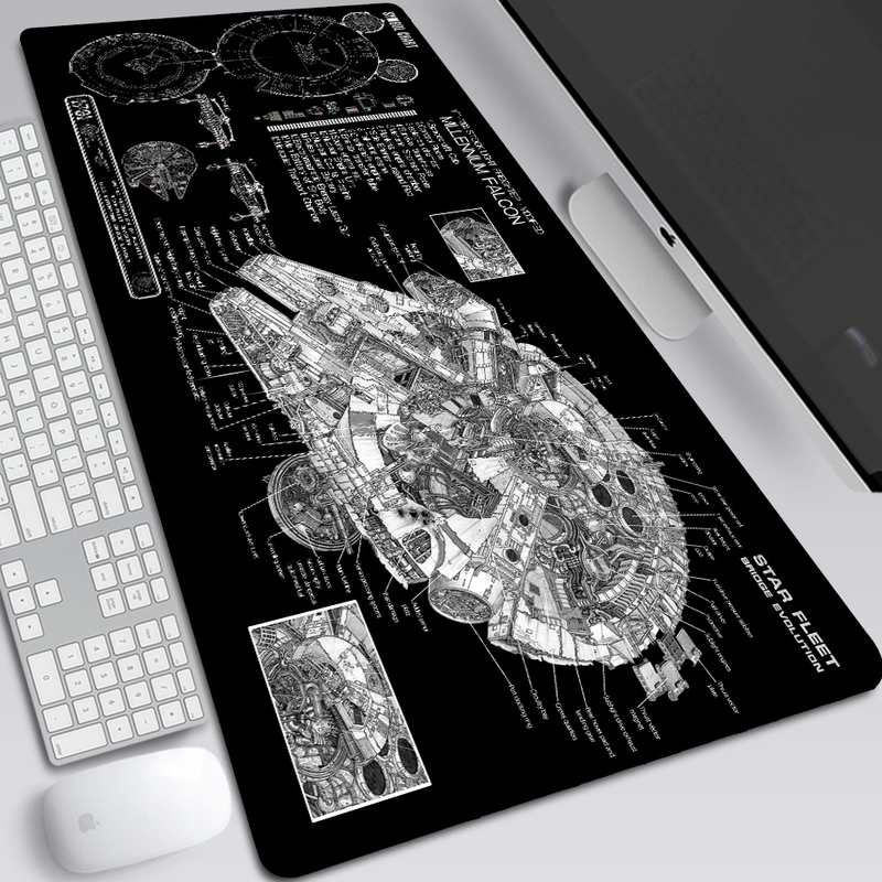 Space Geography, Star Clouds, Star Wars, Millennium Falcon, Star Destroyer, Interstellar Fighter, Spaceship, Mouse Pad, Keyboard Desk Mat