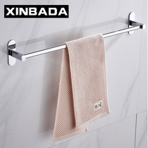 Non-punching hair towel rack toilet bath towel rack stainless steel bathroom rack Single-pole hanging pole toilet wall-mounted shelf