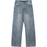 Ретро синие джинсы, штаны, в американском стиле, свободный прямой крой