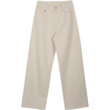 Абрикосовые цветные штаны для отдыха, в американском стиле, высокая талия, оверсайз, свободный прямой крой