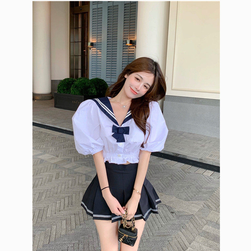 majealure sailor jk uniforms navy collar foam sleek sleeves plexiger and two sets of teenage suit sunsets summer