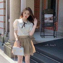 majealure small sub-display high summer jk uniform suit shirt plexigo dresses sweet and salt two sets of women