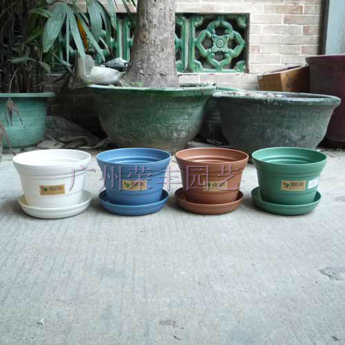 Taiwanese Cuiyun Sutter Pottery Flower Pot with vegetarian pottery bottom basin suit-brand new PP plastic flower pots-multicolored multispec optional