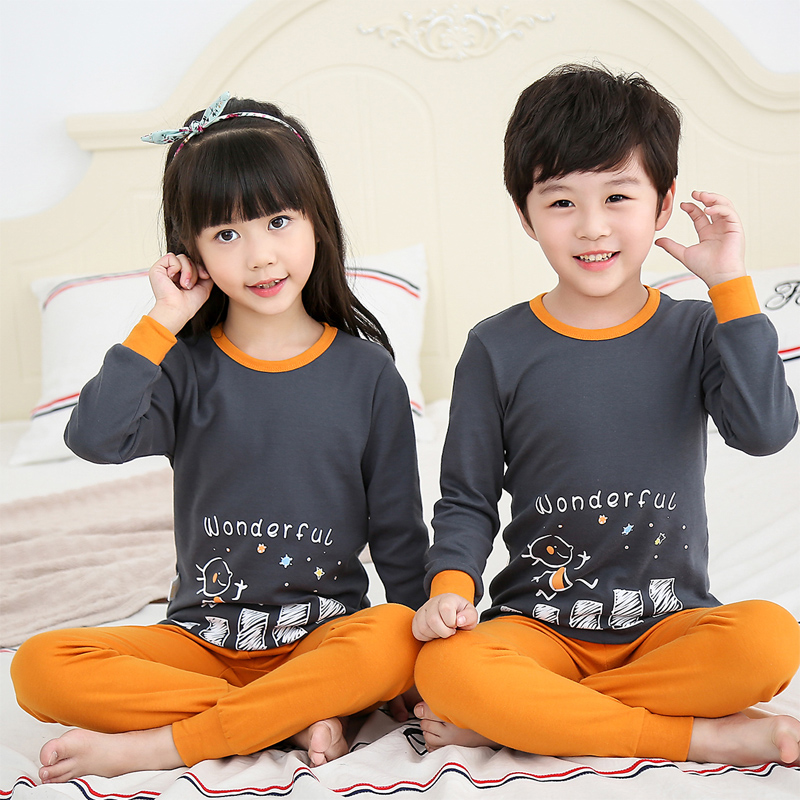 Trẻ em bông lót childrens mùa thu quần quần áo mùa thu thiết chàng trai trung niên trẻ em mùa thu cô gái mỏng pajama bông áo len.