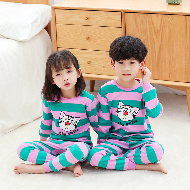 Trẻ em bông lót childrens mùa thu quần quần áo mùa thu thiết chàng trai trung niên trẻ em mùa thu cô gái mỏng pajama bông áo len.