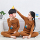 Trẻ em bông lót childrens mùa thu quần quần áo mùa thu thiết chàng trai trung niên trẻ em mùa thu cô gái mỏng pajama bông áo len.