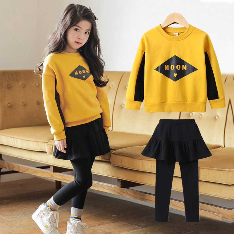 South Korean children's clothing 2022 spring new Korean version of girl's autumn clothes suit Chauhan CUHK Girl dress pants foreign pie Two sets