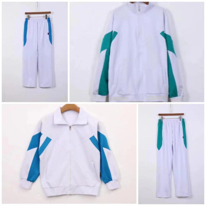 School Uniform Style for Middle School Students, Blue Sky and White Clouds, White-Blue-White-Green Spring and Autumn Sportswear, Straight-Leg Sweatpants School Uniform Style for Middle School Students, Blue Sky and White Clouds, White-Blue-White-Green Spring and Autumn Sportswear, Straight-Leg Sweatpants