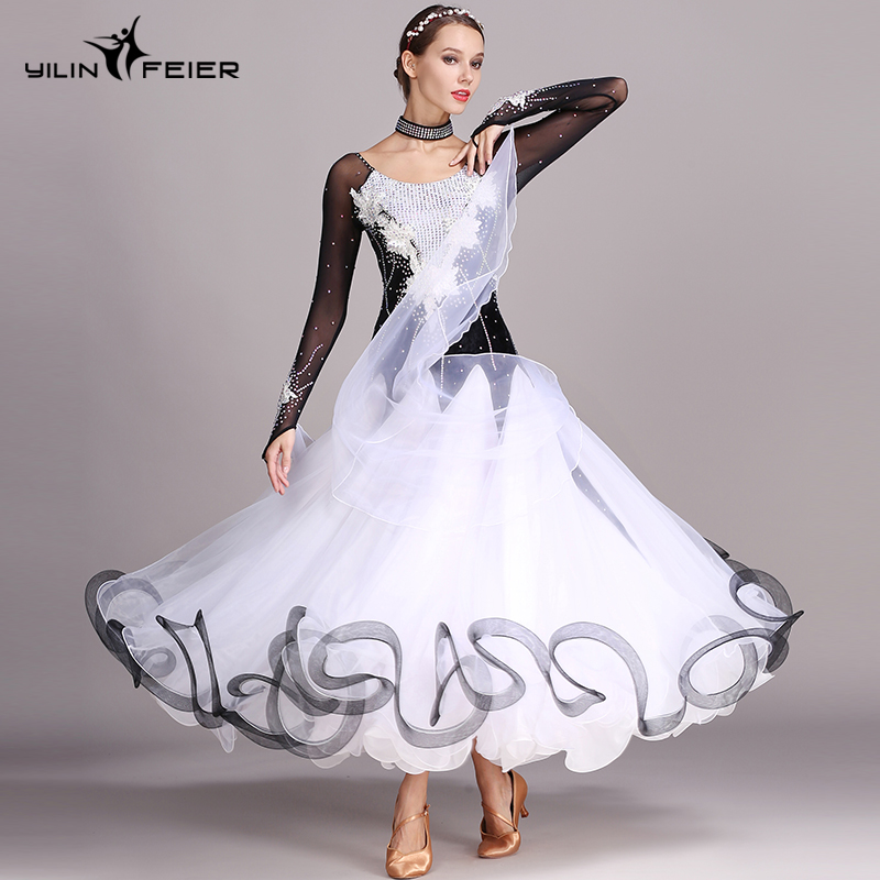 Elim Feier handmade water-soluble flower modern dance dress large skirt dress S7017 National standard dance costume performance costume