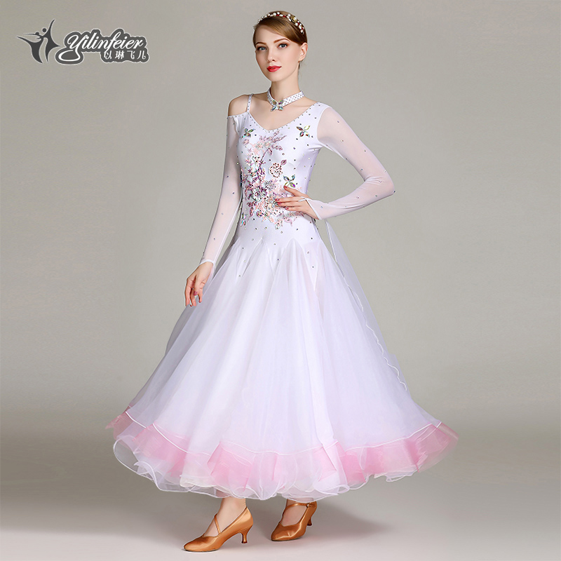 Early autumn smoky modern dance costumes costumes big swing dress S7020 national standard dance costumes waltz costumes