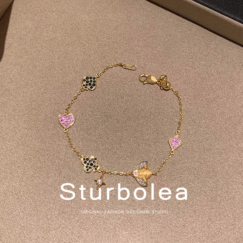 Sturbolea Poker Bee Pendant Bracelet Light Luxury Niche High-End Bracelet Fine Sparkle Bling Jewelry Sturbolea Poker Bee Pendant Bracelet Light Luxury Niche High-End Bracelet Fine Sparkle Bling Jewelry