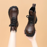 Martens, демисезонные утепленные модные универсальные короткие сапоги, из натуральной кожи