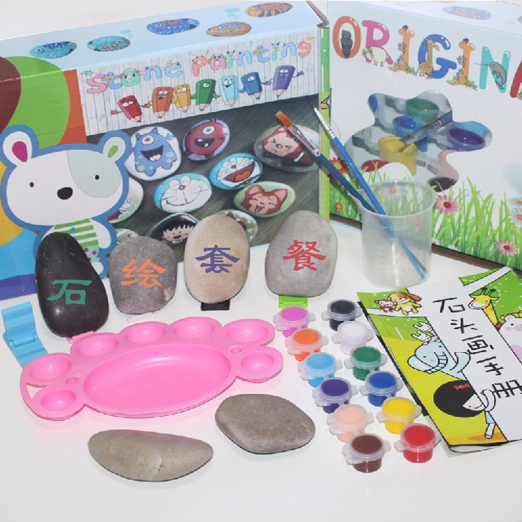 Natural rain flower stone cobblestone human head model type children practice color painting art young children learn stationery blaststone suit