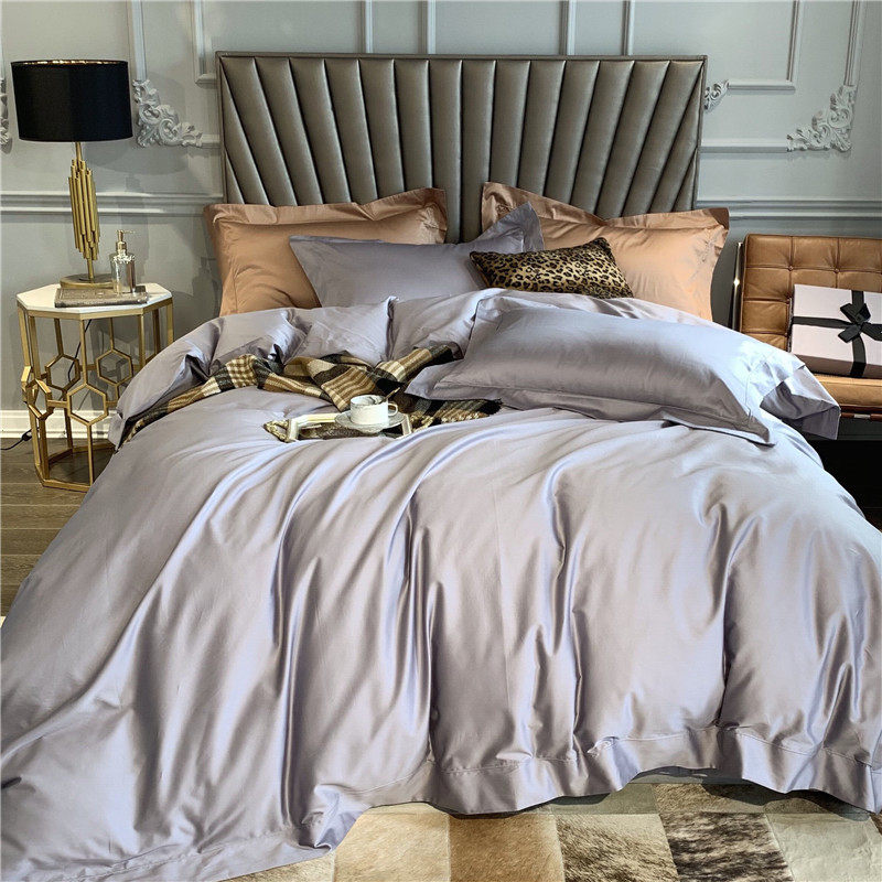 High - grade 140 Egyptian long - duvet cotton four - piece foreign trade export 1800 pin cotton simple pure colored bedding