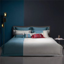 Designer 140 high-grade long staple cotton pure color four-piece cotton stitching color quilt cover simple modern bedding