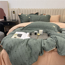 Golden Sun 100 long-staple cotton polished cotton four-piece autumn and winter thick warm cotton printed bedding