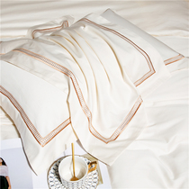 Light luxury white bed four-piece set 140 cotton cotton tribute satin sheets quilt cover hotel bedding