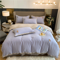 Light and luxurious 100s long suede cotton mill wool four pieces of pure cotton embroidered small cat quilt cover girls heart autummy winter full cotton bed