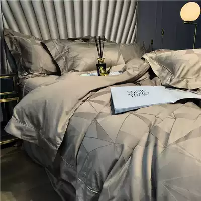 140 Spending Mouth Horse Cotton Four Piece Set Simple Luxury Cotton Gongsatin Jacquard Long Cotton Nude Sleeping Bedding