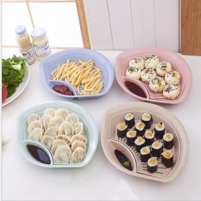 扇形饺子盘带醋碟沥水双层餐盘菜盘