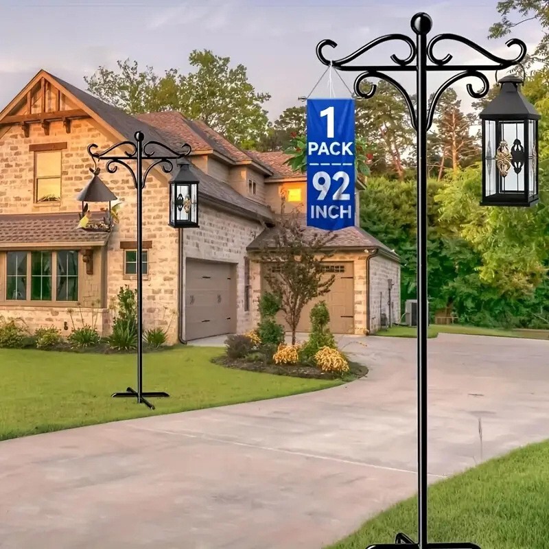 Popular New Product: Shepherd Hook Outdoor Hanging Flower Pot Garden Floor Lantern Stand Bracket Wrought Iron Ground Hook