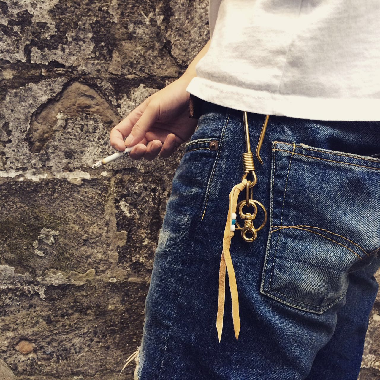 Japan REDMOON Red Moon BK - FD brass with cow leather rope retrograde keys locks hanging piece for men and women