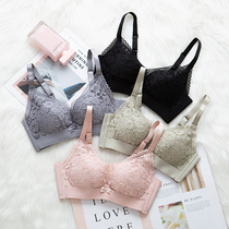 Non-rimmed gathered thickened bra Small bra flat chest aa cup sexy lace underwear girl thin section of the milk