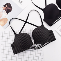 Cross belt no rim front buckle beauty back underwear Sexy girl upper bracket gathered thickened small chest halter bra cover