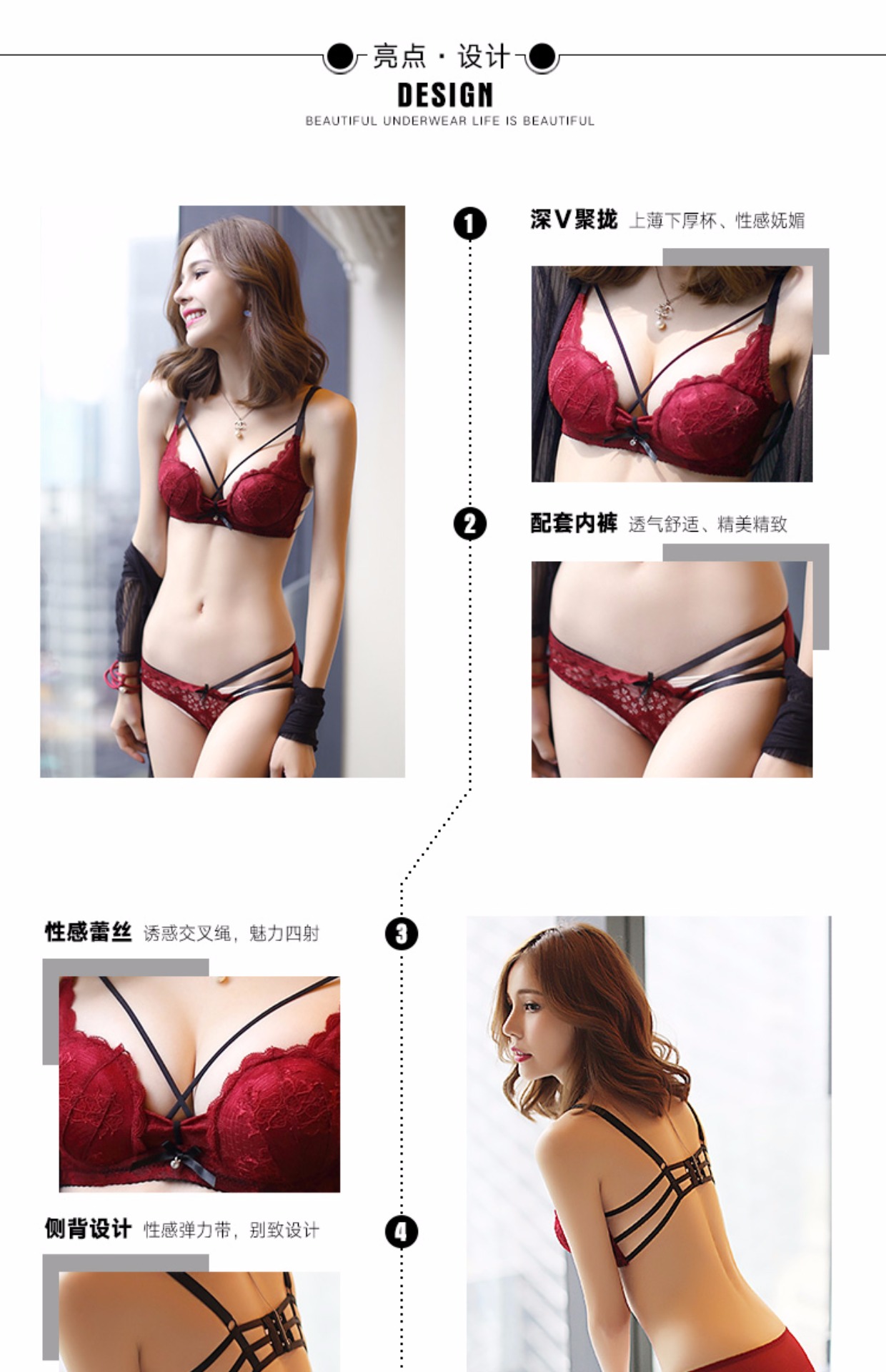 Mới ren gợi cảm vẻ đẹp quyến rũ trở lại bộ đồ lót áo ngực màu đỏ năm nay thu thập áo ngực nhỏ bikini đi biển đẹp