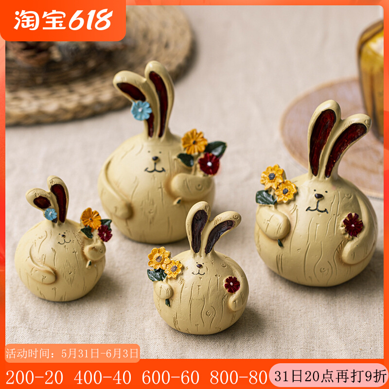 Creative Cartoon Small Garlic Rabbit Resin Pendulum decoration Home Ornament Living Room Desktop Desk TV Cabinet Xuan Guan Decoration