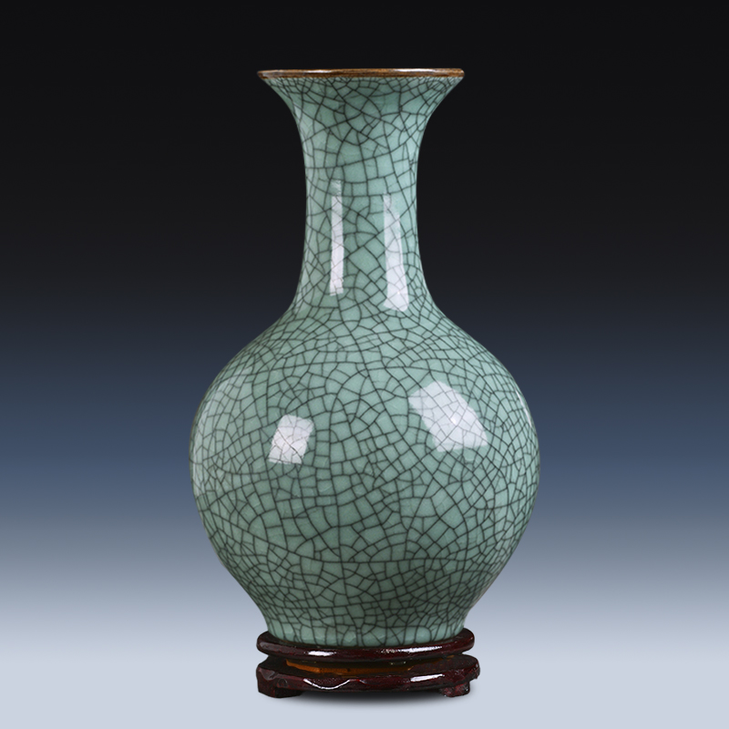 Jingdezhen Ceramic Ware Crackling Glaze Vase Antique official Kiln Floral Wine Cabinet Home Residence Decoration Craft Gift Hem of Chinese Hem