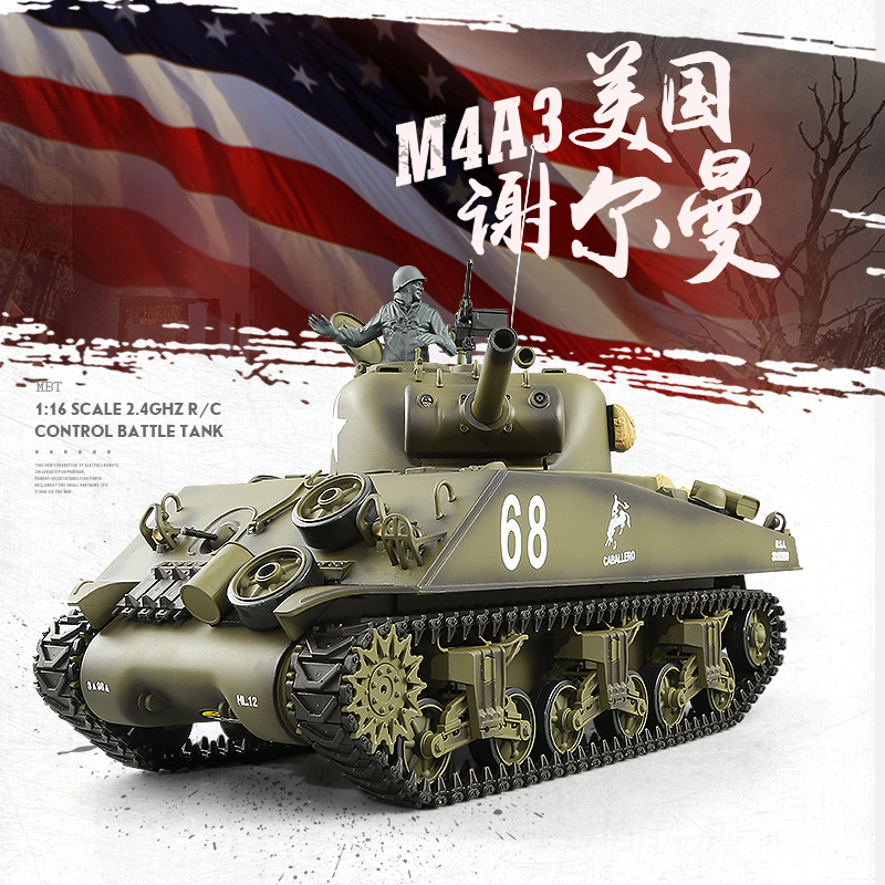 1/16 Henglong Us Military M4A3 Sherman Remote Control Alloy Tank Car 3898 Professional Version Can Launch Battle Toy