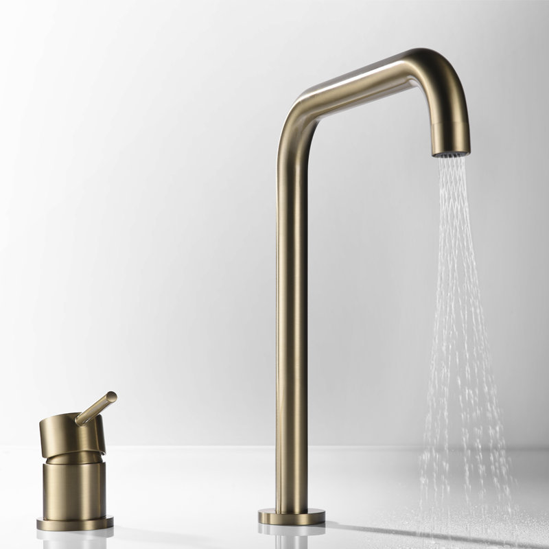 Lipin Creative Split-Type Faucet Double Hole Basin Faucet Tall Model Rotatable Brushed Gold Hot and Cold