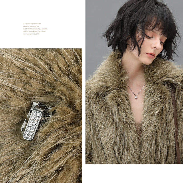 COCOBELLA ladylike fur coat ທີ່ເປັນມິດກັບສິ່ງແວດລ້ອມສໍາລັບແມ່ຍິງ plush coat ກັບສາຍແອວ SC552