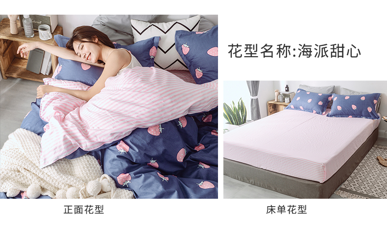Nam Cực bông denim net đơn giản bông đỏ lắp tấm công chúa phong cách ba mảnh giường 1.8m - Bộ đồ giường bốn mảnh chăn ga cao cấp