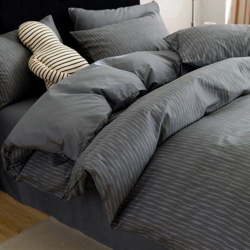 Хлопковый комплект, пододеяльник, 4 предмета, простой и элегантный дизайн, 3 предмета, постельные принадлежности