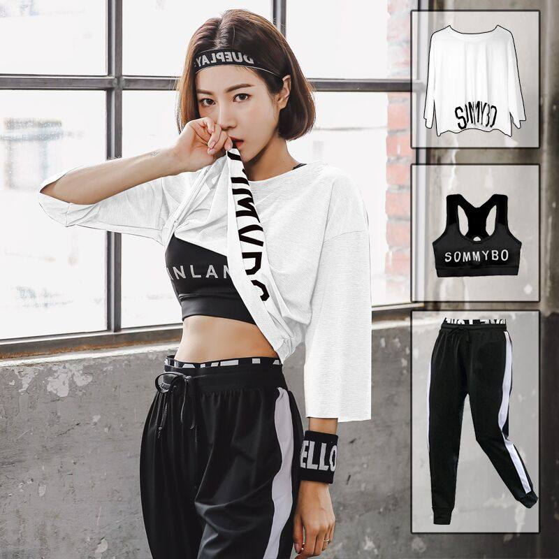 Sports leisure suit women's spring and summer 2021 new fashion foreign school ins fitness suit loose yoga running suit