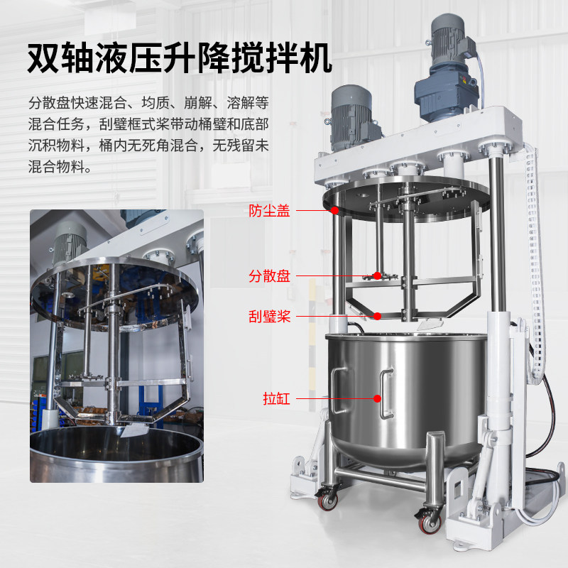 燎工品牌双轴升降框式刮贴壁高粘度电动搅拌分散机150/500/1000升