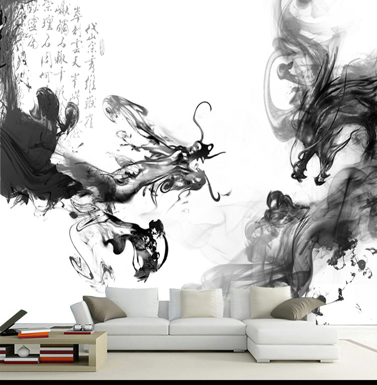 新中式水墨畫水墨龍韻空間元素壁紙壁紙中國風龍裝飾背景牆掛畫