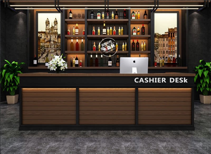 Customized bar hair salon front desk coffee shop customized Internet cafe bar cashier counter industrial style light letter reception desk