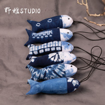Yunnan handmade tie-dye fish pendant Dali Bai tie-dye fabric chain couple children keychain pendant