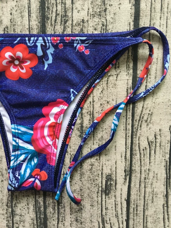 Dây đeo dây in với hở lưng lộ ra áo tắm xẻ gợi cảm Bikini BIKINI - Bikinis bộ đồ tắm biển nữ