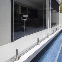  Floor-to-ceiling glass clip Stainless steel balcony outdoor stair handrail Simple modern escalator guardrail fixed accessories column