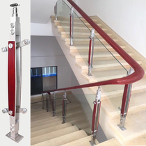  Glass staircase handrail guardrail self-installed decoration indoor and outdoor balcony fence Simple modern diamond sandwich wood railing