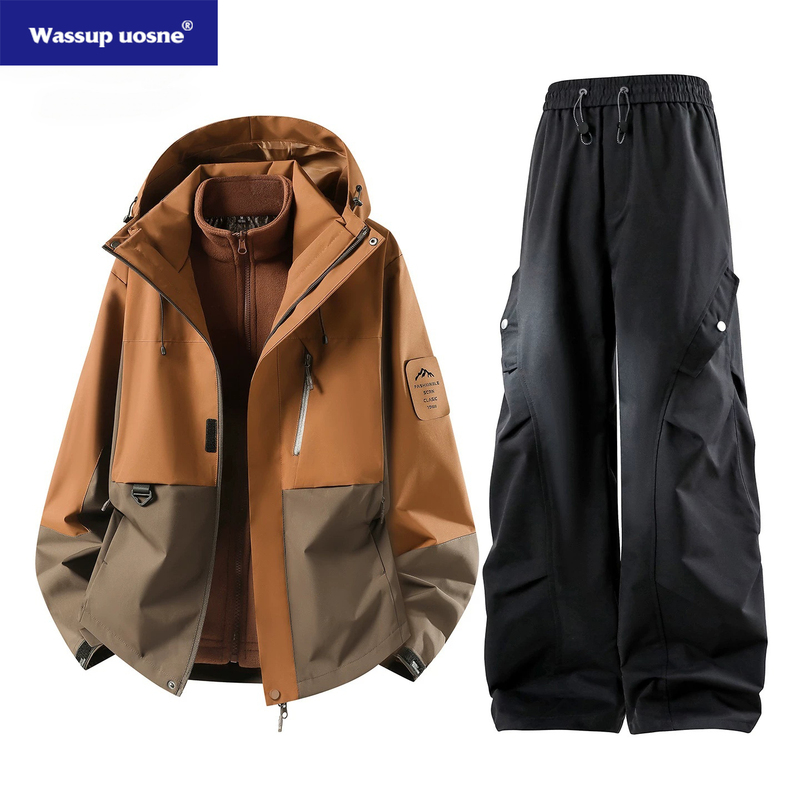 Wassup Uosne Jacket Set Men's Autumn and Winter Outdoor Sports Windproof and Waterproof Jacket Mountaineering Complete Set Wassup Uosne Jacket Set Men's Autumn and Winter Outdoor Sports Windproof and Waterproof Jacket Mountaineering Complete Set