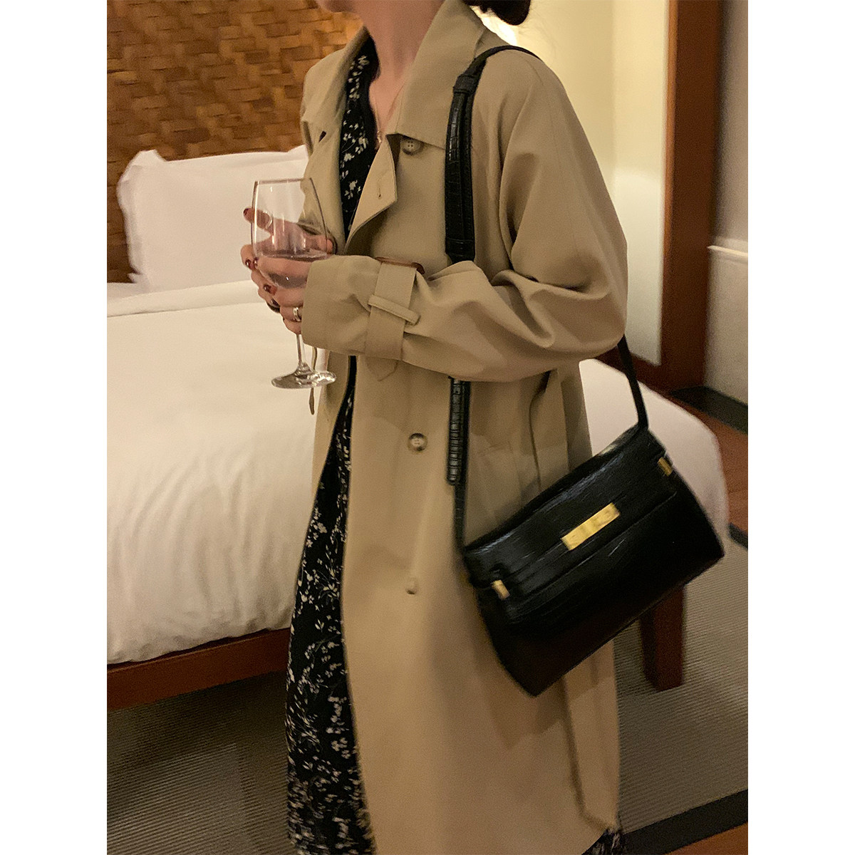 pijiuu card with its color windsuit woman 2022 early spring new small sublace long style jacket superior coat superior coat-Taobao