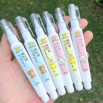 Cartoon correction fluid gel pen erases traces of handwriting