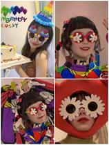 Dou Jingtong same birthday party glasses girls photo props little red book cartoon concave shape flip cover Mickey
