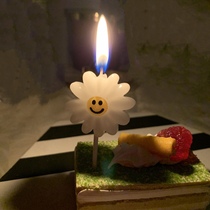 Korean ins wind fresh daisy smiley candle sun flower flower birthday cake candle party candle